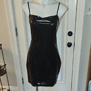 Source Unknown Black Slip Mini Dress Spaghetti Strap